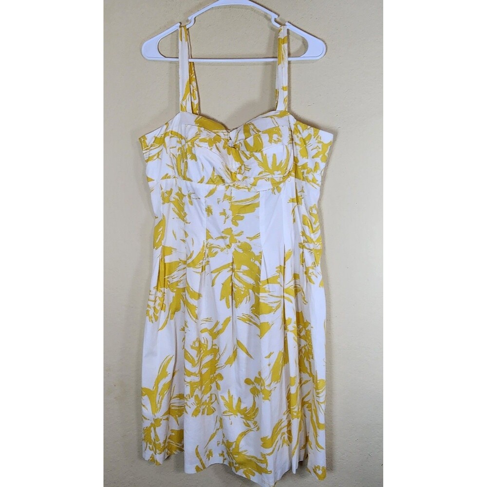 Vintage Cato Dress Womens 16 yellow white sunshine‎ vacation Sleeveless summer